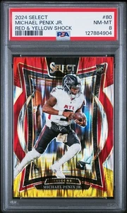 2024 Select Michael Penix Jr Red Yellow Shock #80 PSA 8 Atlanta Falcons - Bild 1 von 2