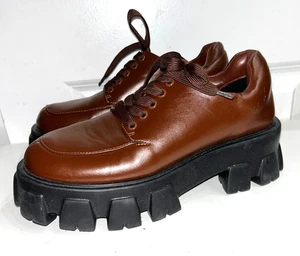 Princess Polly Women’s Chunky Lace-Up Oxford Shoes size 9 Chocolate Brown Y2K - Picture 1 of 9