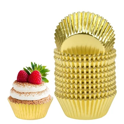 200 Stück Mini Muffinförmchen Papierkuchen Formen Goldpapier Muffinform Papie... - Bild 1 von 4