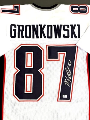 CAMISETA PERSONALIZADA FIRMADA POR ROB GRONKOWSKI GRONK New England Patriots certificado de autenticidad automática Foto 1 de 4