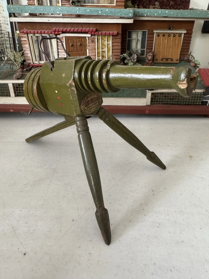 Machine Gun Wood Toy Mexican 1930’s Ametralladora De La Cruz Toys Mexico Works - Image 1 of 4