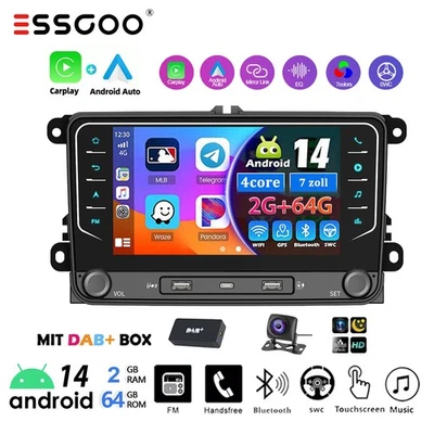 Android 14 Carplay Autoradio GPS DAB+ Für VW GOLF 5 6 Touran EOS Tiguan Polo Kam - Bild 1 von 4