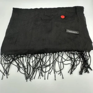 Sciarpa scialle scialle in cashmere con frange 72" x 28" donna nero leggero LEGGI - Foto 1 di 5