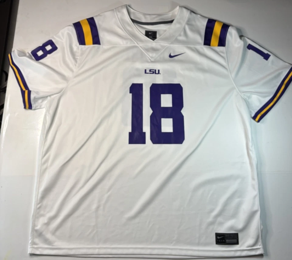 Camiseta deportiva para hombre Nike Dri-Fit LSU Tigers BJ Ojulari #18 blanca talla 3XL SEC NCAA USADA EN EXCELENTE ESTADO Foto 1 de 4