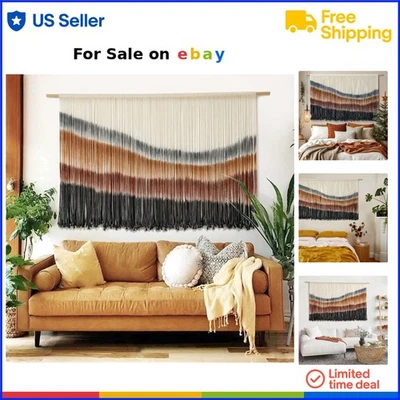 Macramé Decoración de Pared Algodón Tapiz Grande Arte de Pared Interior Bohemio Foto 1 de 4