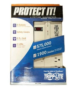 Tripp Lite Soppressore Protezione Sovratensioni 8 Prese 8 Ft Cavo 1900 Joule TLP808 - Foto 1 di 3