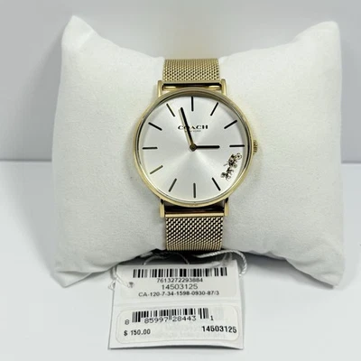 Coach Perry Yellow Tone Stainless Steel Mesh Bracelet Women’s Watch 14503125 - Image 1 of 4