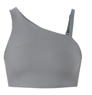 AVIA 2XL Plus Black Lapis Gray Crossover Ribbed Asymmetrical Neck Sports Bra NWT - Image 1 of 4