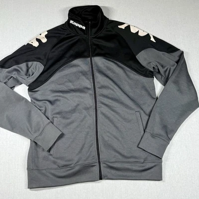 Chaqueta Kappa Para Hombre Grande Negra Logo Cremallera Completa Poliéster Pista Atlética Correr Foto 1 de 4