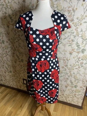 Grace Karin, 1950’s Retro Cocktail Polka Dot Floral Dress Size Medium - Image 1 of 4