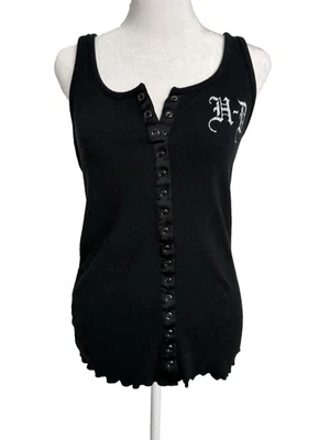 Regata feminina Harley Davidson tamanho S preta frontal com encaixe nova com etiquetas - Imagem 1 de 4