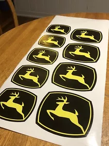 5” John Deere Logo Stickers (2x) For Loader & Backhoe Tractor Yellow 1025r 4044r - Picture 1 of 8