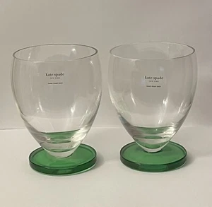 Set of 2 Kate Spade Lenox Gramercy Park Double Old Fashioned Glasses Green Base - Picture 1 of 5