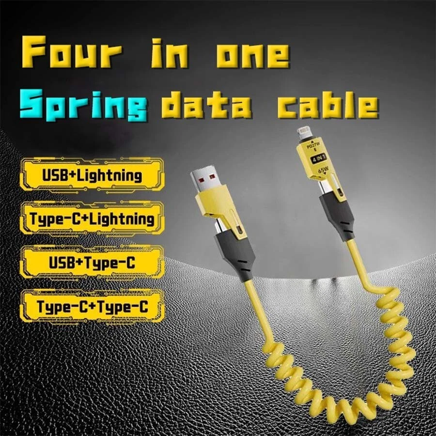 4 in 1 Multi-USB Charging Cable - MAX 240W Fast Charging/With USB A+ Type-C 5ft - Image 1 of 4