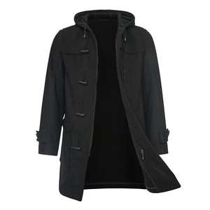 Duffle Coat Wool Mixed Jacket Winter Outdoor Camping Work Fishing Hooded Parka - Picture 1 of 12