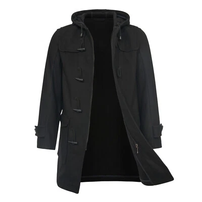 Duffle Coat Wool Mixed Jacket Winter Outdoor Camping Work Fishing Hooded Parka - Image 1 of 4