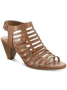 Style & Co Haileyy Womens Caged Upper Cone Heel Dress Sandal Cognac US Size 5 M - Picture 1 of 3