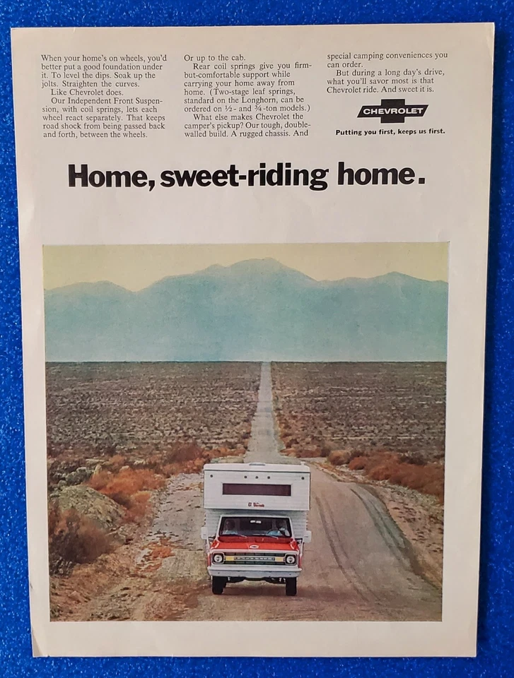 1969 CHEVY C10 PICKUP TRUCK ORIGINAL PRINT AD CHEVROLET CLASSIC LONG-BED ICON - Image 1 of 1