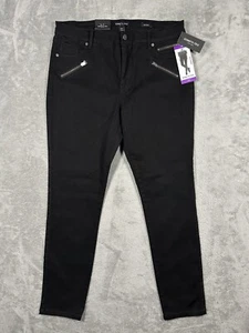 Kenneth Cole Women’s Jess Skinny 14 (35x29.5) Black Mid Rise Slim Fit Moto Pants - Picture 1 of 19