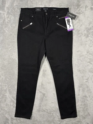 Pantalones de moto Kenneth Cole Jess ajustados 14 (35x29,5) negros tiro medio calce ajustado para mujer Foto 1 de 4
