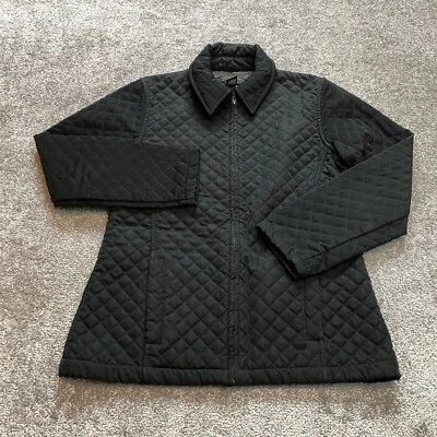 Geoffrey Beene Sport Quilted Jacket Womens Medium Black Full Zip Pockets Collar - Image 1 of 4