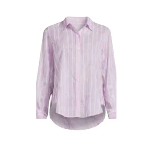 Neu ohne Etikett Nic + Zoe Aquarell Girlfriend Shirt Top Damen Medium lila weiß gestreift - Bild 1 von 10