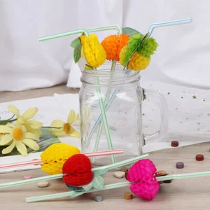 50pcs Hawaiian 3D Fruit Cocktail Straws Umbrella Drinking Straws Party Dec CA - Picture 1 of 10