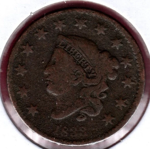 1833 CORONET HEAD LARGE CENT  GRADES VERY GOOD DETAIL  ACTUAL COIN C12382 Cover
