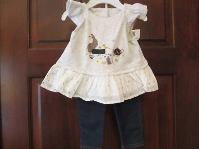 Conjunto túnica/legging "Tea Party" de Maggie and Zoe, talla 3-6 meses, nuevo con etiquetas Foto 1 de 3