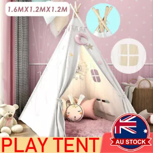 Large Teepee Tent Foldable Canvas Play Tent Children Playhouse Kids f In/Outdoor - Picture 1 of 12