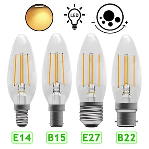 LED Candle Bulb E14 E27 B15 Small Edison Screw Bayonet Dimmable Bulbs Warm White - Picture 1 of 9