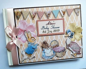 Libro de visitas personalizado Peter Rabbit niñas baby shower, álbum de Peter Rabbit, regalo - Imagen 1 de 6