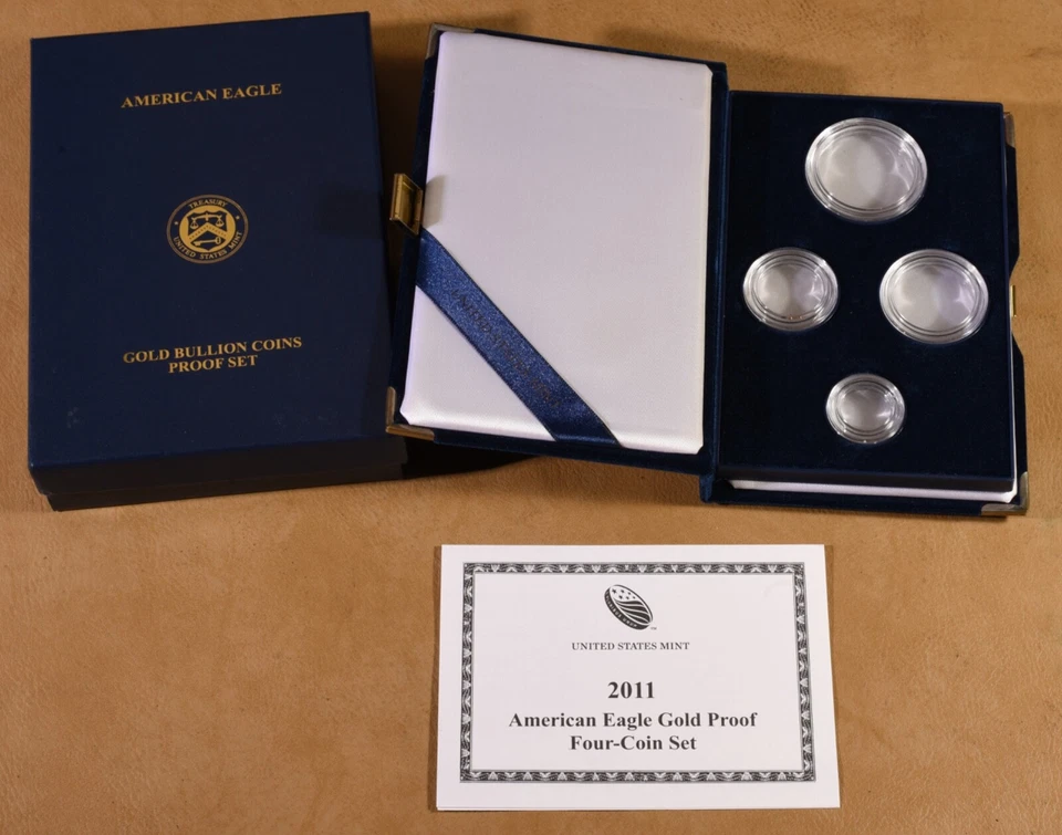 2011 Proof 4-Coin Gold American Eagle Box and COA - No Coins - Imagem 1 de 1