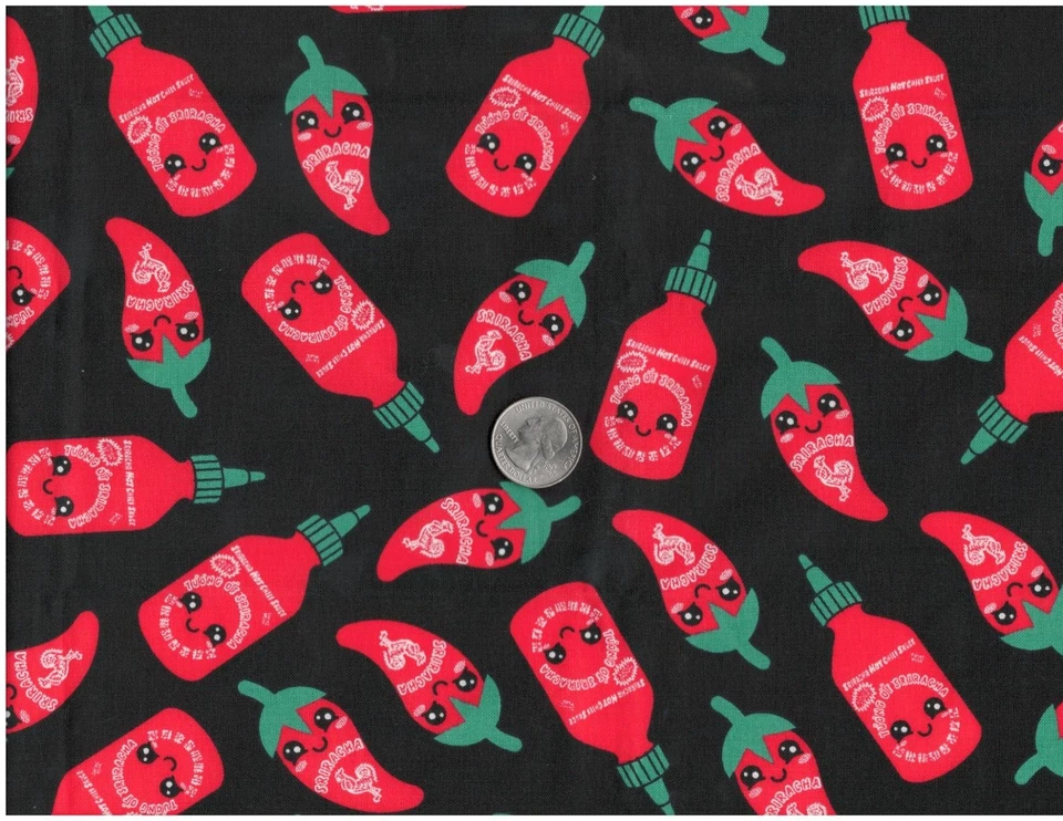 Resto de tela grasa octavo 9x21 para manualidades, acolchado, botellas Sriracha Foto 1 de 1