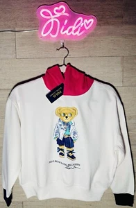 POLO Ralph Lauren - Polo Bear Fleece Hoodie, Girls, Medium (8-10) White Org.$75 - Picture 1 of 1