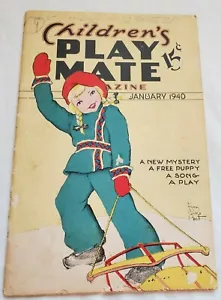 Vintage January 1940 Children's Playmate Magazine Stories Litho Pictures Puzzles - Picture 1 of 9