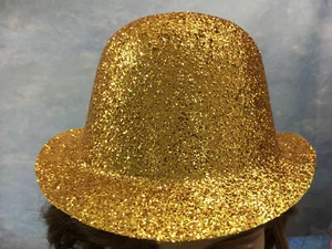 Gold Glitter Bowler Hat Parties Events Fancy Dress Stage Theatre Hen Stag Nights - Picture 1 of 4