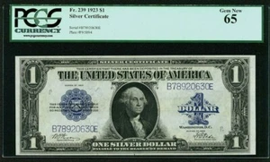 1923 $1 SILVER CERTIFICATE BANKNOTE FR-239 PCGS CERTIFIED GEM UNCIRCULATED-65 - Picture 1 of 2