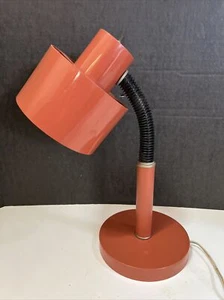 Vtg 1976 CM Burman MODERN Dark Orange Brown Plastic Gooseneck Desk Lamp - Picture 1 of 9