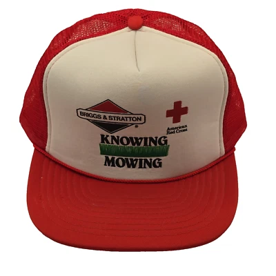 De colección Briggs & Stratton Knowing Cortar Malla Camionero Snapback Gorra Gorra Roja Blanca Foto 1 de 4