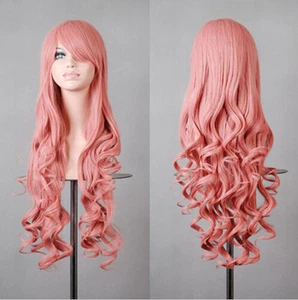 Cute 80cm Long Curly Wigs Cosplay Costume Hair Anime New Full Wavy Halloween Wig - Picture 1 of 17