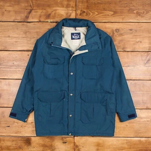 Vintage Woolrich Parka Jacket XL 80s USA Made Blue Zip Snap - Picture 1 of 10