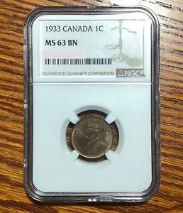 NGC MS63BN Canada 1933 George V Small Cent Coin - Picture 1 of 2