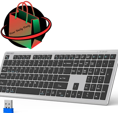 TECKNET Bluetooth Keyboard Rechargeable, 4-Device Free Switching (2.4G+BT), - Image 1 of 4