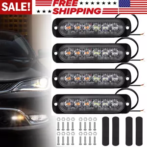 4 X 6 LED Emergency Strobe Lights Amber White Warning Flashing Beacon Light Bar - Picture 1 of 15