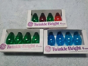 12 NOS GE Twinkle Bright Multicolor Transparent C-9 Leuchtmittel Outdoor  - Bild 1 von 4