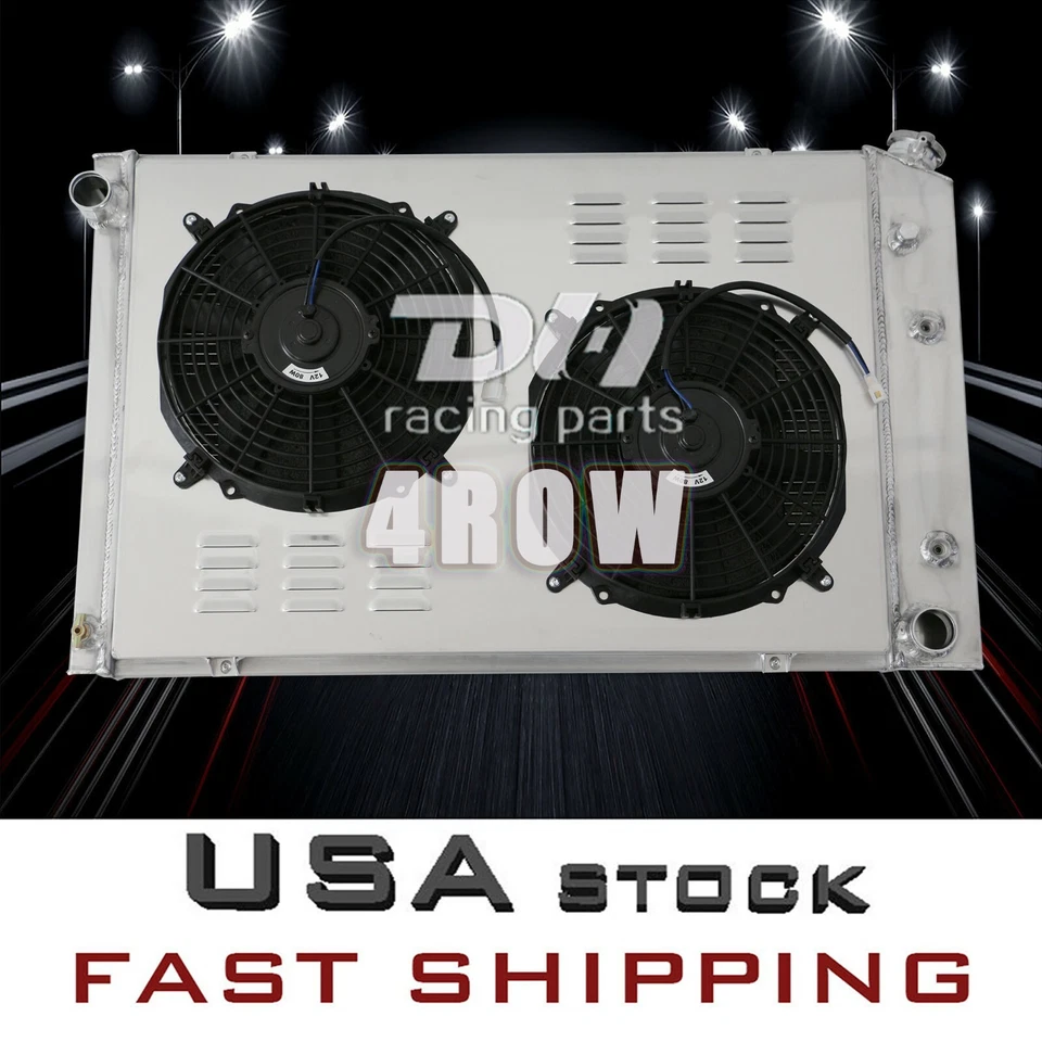 Radiador y cubierta y ventilador 4 filas ajuste 81-86 Chevy C/K 10 20 79-90 GMC C150/250/350 #716 Foto 1 de 4