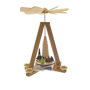 German Wood Pyramid Erzgebirge Candle 9.5" Village Scene NEW - Picture 1 of 4