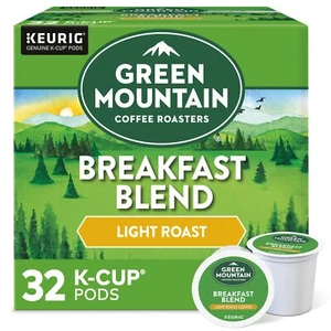 Green Mountain Coffee Breakfast Blend K Cup Pods Light Roast 32 Count - Picture 1 of 8
