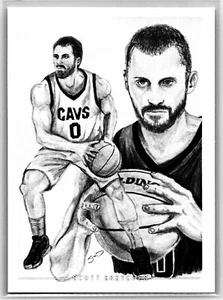 Kevin Love Pencil Sketch Card - Scott Sketches Trading Card Print Fan Art - Picture 1 of 3